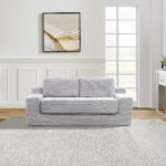 Corduroy Cloud Double Sofa, 2-in-1 Convertible Sofa Bed, Comfortable Boneless Double Sofa, Suitable for Living Room, Apartment, Small Space Grey - Image 8