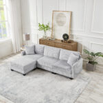 100-inch corduroy fabric sofa with L-shaped modular 3-seat convertible sofa, built-in dual charging ports at the arms, and armrests can be freely placed anywhere - Image 6