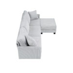 100-inch corduroy fabric sofa with L-shaped modular 3-seat convertible sofa, built-in dual charging ports at the arms, and armrests can be freely placed anywhere - Image 4