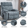 Grey Dual Motor Infinite Position Up to 350 LBS Chenille Power Lift Recliner Chair, Heavy Duty Motion Mechanism with 8-Point Vibration Massage and Lumbar Heating, Dual Cup Holders - Image 12