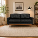 65-inch Modern Minimalist Two-Seater Sofa, featuring breathable Foil fabric and solid wood legs - Image 15