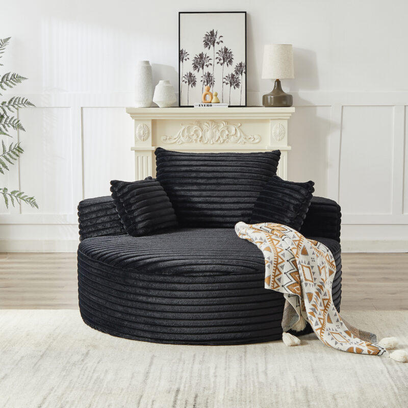 55'L Corduroy Sponge single sofa,No Assembly Required,Fluffy Modern Sleeper Chair for Living room, Bedroom, Lounge and Projection Room(Not a swivel chair.) - Image 10