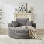 55'L Corduroy Sponge single sofa,No Assembly Required,Fluffy Modern Sleeper Chair for Living room, Bedroom, Lounge and Projection Room(Not a swivel chair.) - Image 6