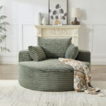 55'L Corduroy Sponge single sofa,No Assembly Required,Fluffy Modern Sleeper Chair for Living room, Bedroom, Lounge and Projection Room(Not a swivel chair.) - Image 15