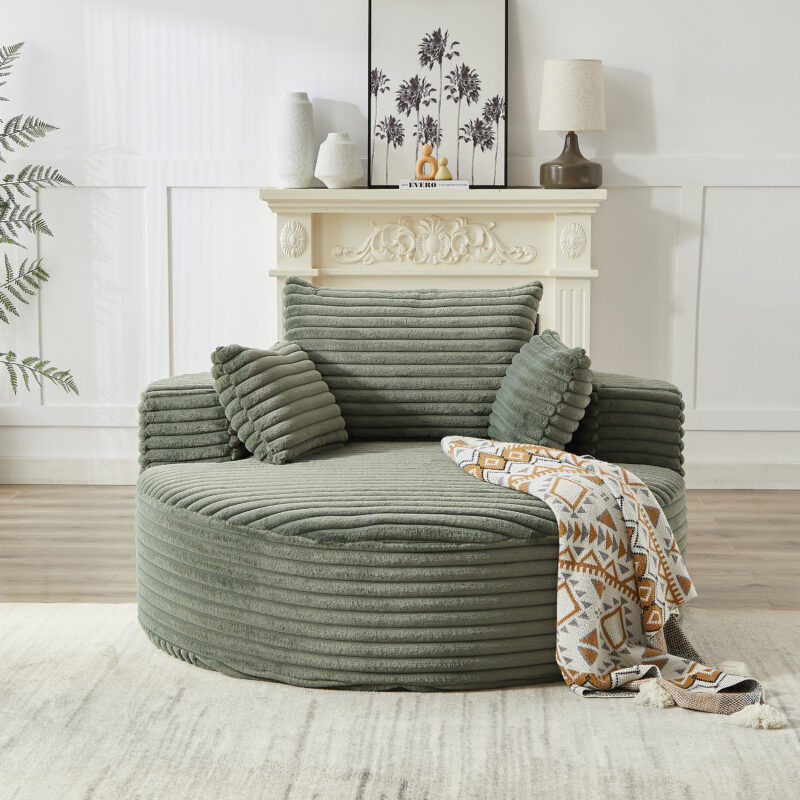 55'L Corduroy Sponge single sofa,No Assembly Required,Fluffy Modern Sleeper Chair for Living room, Bedroom, Lounge and Projection Room(Not a swivel chair.) - Image 15