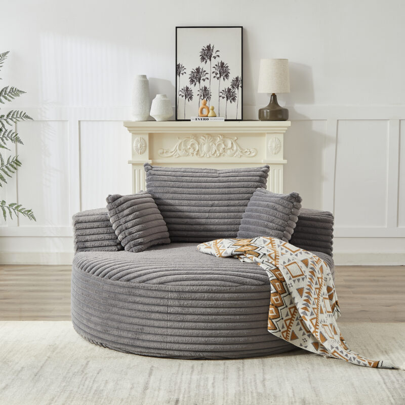 55'L Corduroy Sponge single sofa,No Assembly Required,Fluffy Modern Sleeper Chair for Living room, Bedroom, Lounge and Projection Room(Not a swivel chair.) - Image 6
