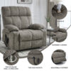 Grey Dual Motor Infinite Position Up to 350 LBS Chenille Power Lift Recliner Chair, Heavy Duty Motion Mechanism with 8-Point Vibration Massage and Lumbar Heating, Dual Cup Holders - Image 21