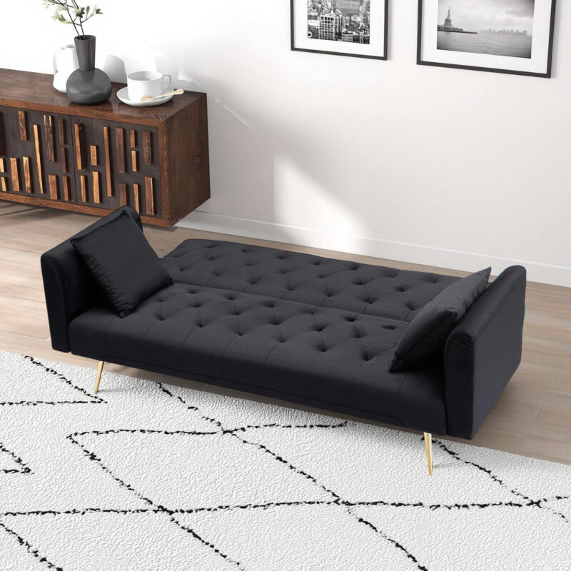 71 inch convertible love seat sofa, American retro beige velvet, suitable for small living room, bedroom, office - Image 3