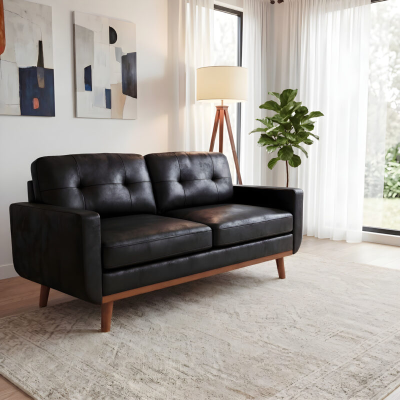 65-inch Modern Minimalist Two-Seater Sofa, featuring breathable Foil fabric and solid wood legs - Image 13