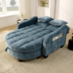 Two-seater sofa, double sofa chaise longue, with irregular armrests and backrests, footrest with storage space, comes with two small throw pillows, suitable for living room and bedroom - Image 13