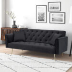 71 inch convertible love seat sofa, American retro beige velvet, suitable for small living room, bedroom, office - Image 4