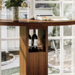 3-Piece Bar Table and Stool Set 31.5-inch round bar table with two stools Compact wooden dining bar with metal ring footrest Ideal for restaurants, cafes, bars, living rooms, and small spaces - Image 8