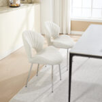 Modern Design Chair Back Hollow, 21.6-inch Enlarged Seat Surface With Silver Legs ,Set of 2 - Image 4