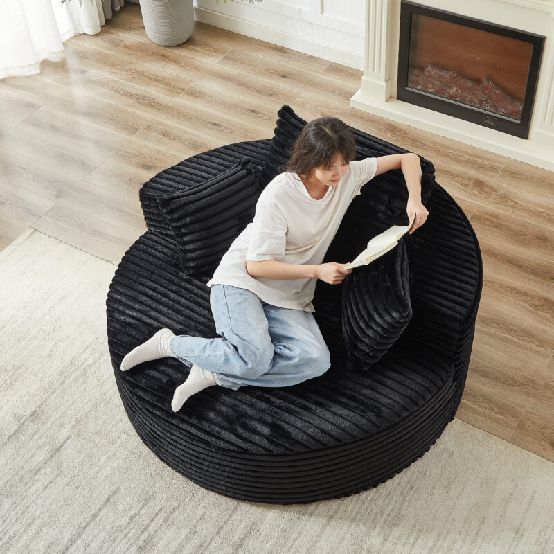 55'L Corduroy Sponge single sofa,No Assembly Required,Fluffy Modern Sleeper Chair for Living room, Bedroom, Lounge and Projection Room(Not a swivel chair.) - Image 11