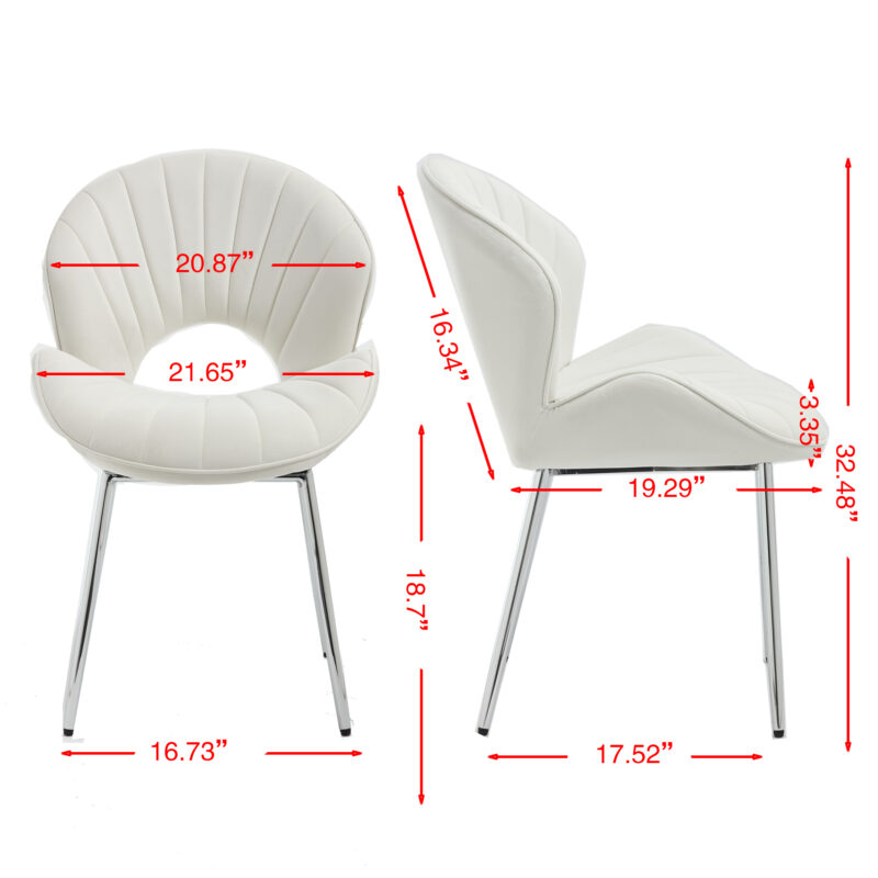 Modern Design Chair Back Hollow, 21.6-inch Enlarged Seat Surface With Silver Legs ,Set of 2 - Image 9