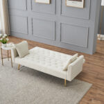 71 inch convertible love seat sofa, American retro beige velvet, suitable for small living room, bedroom, office - Image 5