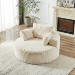 55'L Corduroy Sponge single sofa,No Assembly Required,Fluffy Modern Sleeper Chair for Living room, Bedroom, Lounge and Projection Room(Not a swivel chair.) - Image 24