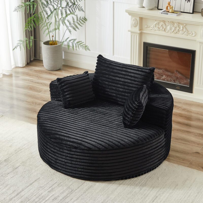 55'L Corduroy Sponge single sofa,No Assembly Required,Fluffy Modern Sleeper Chair for Living room, Bedroom, Lounge and Projection Room(Not a swivel chair.) - Image 12