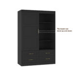 Tall Bedroom Armoire Wardrobe Closet Clothing Storage Cabinet with Hanging Rod Barn Door Drawers Open Shelves - Image 17