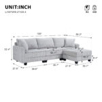100-inch corduroy fabric sofa with L-shaped modular 3-seat convertible sofa, built-in dual charging ports at the arms, and armrests can be freely placed anywhere - Image 8