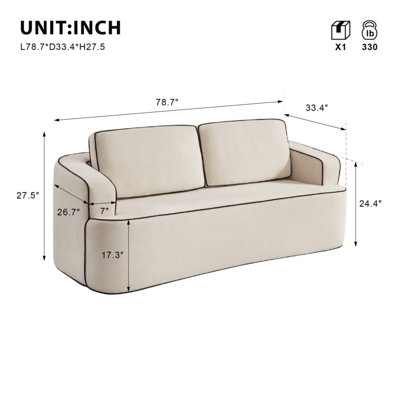 Integrated handrail double seating layout, saving space while comfortably accommodating 2 people, suitable for studio apartments, small living rooms or bedrooms, combining decoration andity - Image 7