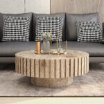 Modern minimalist circular coffee table 31.4'' with natural wood texture, stable and durable, enhancing spatial aesthetics suitable for living rooms, study rooms and offices - Image 2