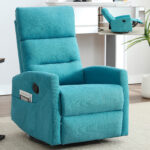 Manual Recliner Chair with Rocker and Swivel in Fabric for Living Room - Image 10