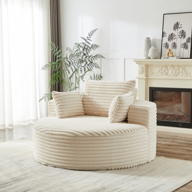 55'L Corduroy Sponge single sofa,No Assembly Required,Fluffy Modern Sleeper Chair for Living room, Bedroom, Lounge and Projection Room(Not a swivel chair.) - Image 21