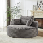 55'L Corduroy Sponge single sofa,No Assembly Required,Fluffy Modern Sleeper Chair for Living room, Bedroom, Lounge and Projection Room(Not a swivel chair.) - Image 8