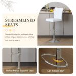 Modern Black PU Bar Stool Set - 2-Piece, featuring vertical and smooth-lined backrests with trumpet-shaped silver metal legs. Ideal for placement in bars, living rooms, lounges, and similar settings - Image 11