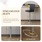 Modern Black PU Bar Stool Set - 2-Piece, featuring vertical and smooth-lined backrests with trumpet-shaped silver metal legs. Ideal for placement in bars, living rooms, lounges, and similar settings - Image 5