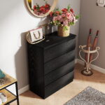4 Drawer Dresser,Modern Storage Chest of Drawers,31.5In Black Dresser for Closet with Handle-Free Design, Closet Chests Organizer for Bedroom, Living Room - Image 2