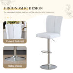 Modern Black PU Bar Stool Set - 2-Piece, featuring vertical and smooth-lined backrests with trumpet-shaped silver metal legs. Ideal for placement in bars, living rooms, lounges, and similar settings - Image 12