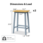 K&K Solid Wood Bar Stools (Not Cheap Iron), 25.6" Tall Set of 2 Bar Chairs, Kitchen Counter Stools with Footrests, Farmhouse Stools for Dining Room, Kitchen, Counter - Image 9