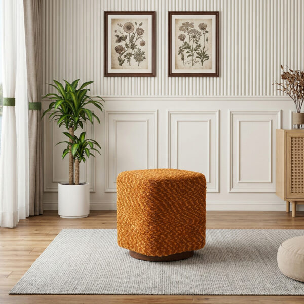 360° Swivel Vanity Stool for Women, Upholstered Makeup Chair, Modern Accent Ottoman for Bedroom, Living Room