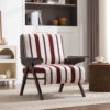 Modern armchair Widened armrests on both sides Solid wood legs Comfortable to sit on, casual reading chair, living room, bedroom, office Black and white stripes(One Pack) - Image 12