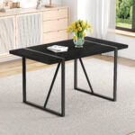 Rustic Industrial Rectangular Wood Dining Table For 4-6 Person, With 1.5" Thick Engineered Wood color Tabletop and Black Metal Legs,Desk For Kitchen Dining Living Room - Image 5