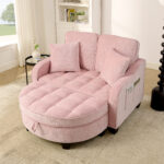 Two-seater sofa, double sofa chaise longue, with irregular armrests and backrests, footrest with storage space, comes with two small throw pillows, suitable for living room and bedroom - Image 16