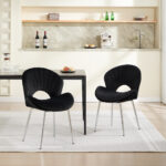Modern Design Chair Back Hollow, 21.6-inch Enlarged Seat Surface With Silver Legs ,Set of 2 - Image 6