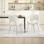 Modern Design Chair Back Hollow, 21.6-inch Enlarged Seat Surface With Silver Legs ,Set of 2 - Image 3
