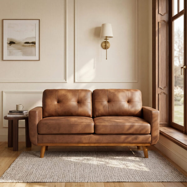 65-inch Modern Minimalist Two-Seater Sofa, featuring breathable Foil fabric and solid wood legs