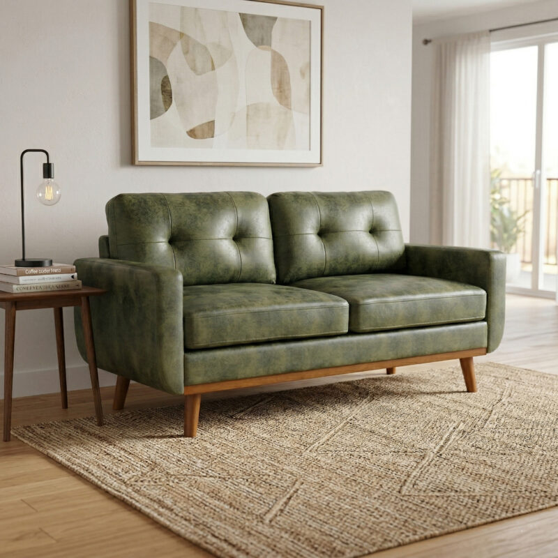 65-inch Modern Minimalist Two-Seater Sofa, featuring breathable Foil fabric and solid wood legs - Image 9