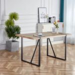 Rustic Industrial Rectangular Wood Dining Table For 4-6 Person, With 1.5" Thick Engineered Wood color Tabletop and Black Metal Legs,Desk For Kitchen Dining Living Room - Image 2