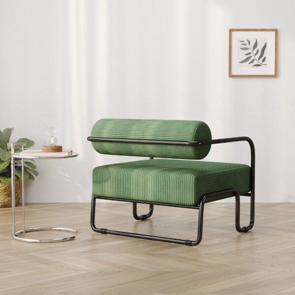 27"L Living room iron sofa chair, lazy individual chair, balcony leisure chair,Modern, Small Space, Easy Assembly(
