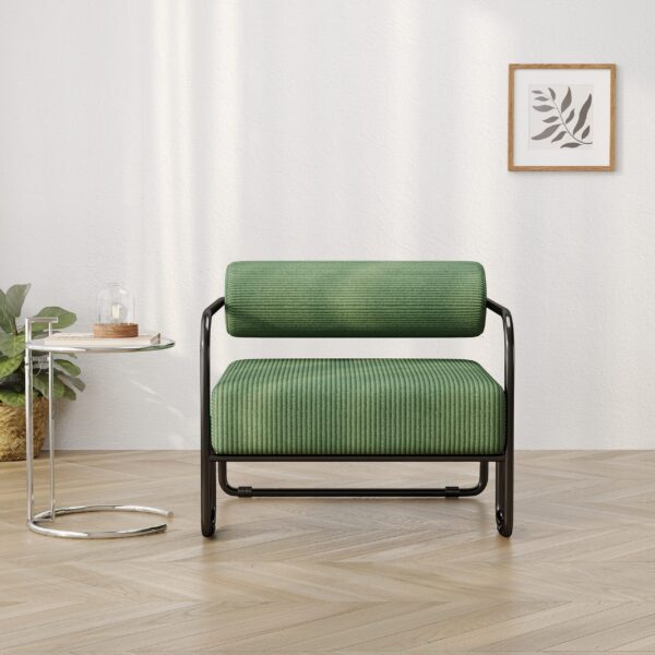 27"L Living room iron sofa chair, lazy individual chair, balcony leisure chair,Modern, Small Space, Easy Assembly(