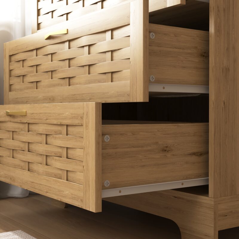 Wood 4 Drawer Dresser for Bedroom, Large Double Dresser with Wide Drawers, Modern Chest of Drawers,Storage Organizer Dresser,Nursery Dresser,for Living Room, Hallway, Bedroom, Kids Bedroom - Image 9
