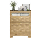 Wood 4 Drawer Dresser for Bedroom, Large Double Dresser with Wide Drawers, Modern Chest of Drawers,Storage Organizer Dresser,Nursery Dresser,for Living Room, Hallway, Bedroom, Kids Bedroom - Image 5