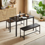 Dining Table Set, Bar Table with 2 Dining Benches, Kitchen Table Counter with Chairs, Industrial for Kitchen Breakfast Table, Living Room, Party Room - Image 6