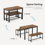 Dining Table Set, Bar Table with 2 Dining Benches, Kitchen Table Counter with Chairs, Industrial for Kitchen Breakfast Table, Living Room, Party Room - Image 14