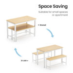 Dining Table Set, Bar Table with 2 Dining Benches, Kitchen Table Counter with Chairs, Industrial for Kitchen Breakfast Table, Living Room, Party Room - Image 7